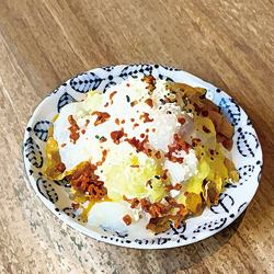 Potato salad with soft egg