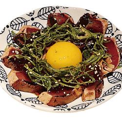 Yukhoe with bonito and Kujo leeks