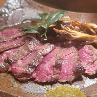 牛ハラミと米茄子のステーキ 木ノ子とたまり醤油ソース