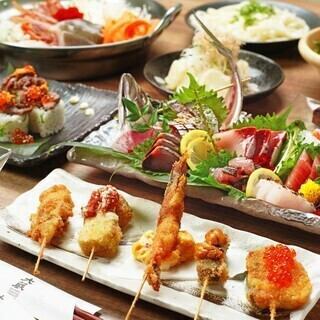 【おすすめNO.1！おでんも串揚げも楽しめる全10品コース】2.5時間飲み放題付き5000円(税込)