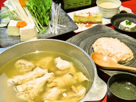 鶏たき鍋コース【宮崎県産鶏】全6品★2時間飲み放題付★8000円(税込み)