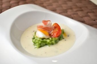 Green risotto with black truffle mornay sauce