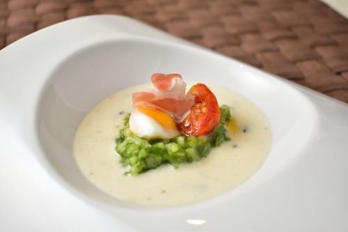 Green risotto with black truffle mornay sauce