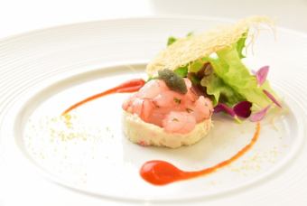 Snow crab and cod brandade with sweet shrimp tartare