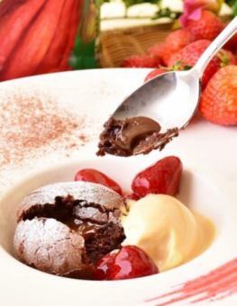 Freshly baked chocolate fondant