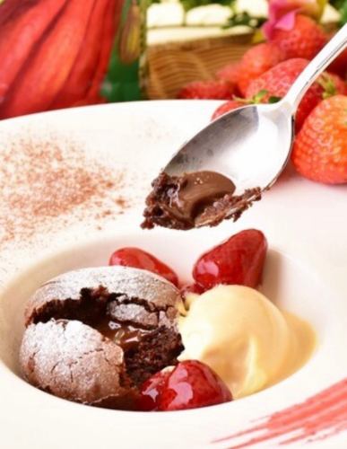 Freshly baked chocolate fondant