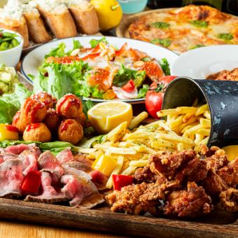 [All-you-can-eat and drink 50 types of food] Meat and fish bar menu & cheese fondue (main dish can be changed with prior notice)