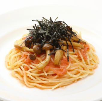 Mushroom Mentaiko Spaghetti