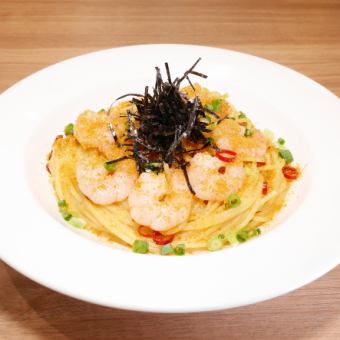 Japanese-style Peperoncino with Shrimp and Dried Karasumi