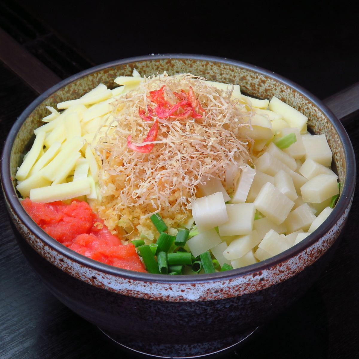 Hakata's special noodles are used to make sardine mochi cheese monja