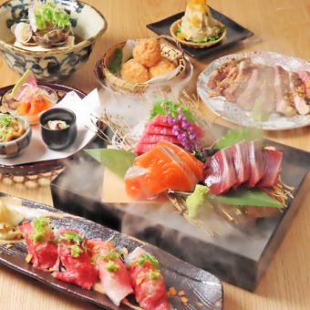 For first-time visitors [Trial course] 7 dishes including 3 types of sashimi, fresh fish yuzuan-yaki, seared Sendai beef sushi, etc. 5,000 yen