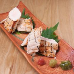 Charbroiled chicken fillet with fragrant dashi stock