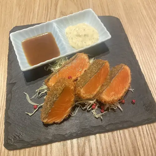 Rare cutlet of Miyagi salmon