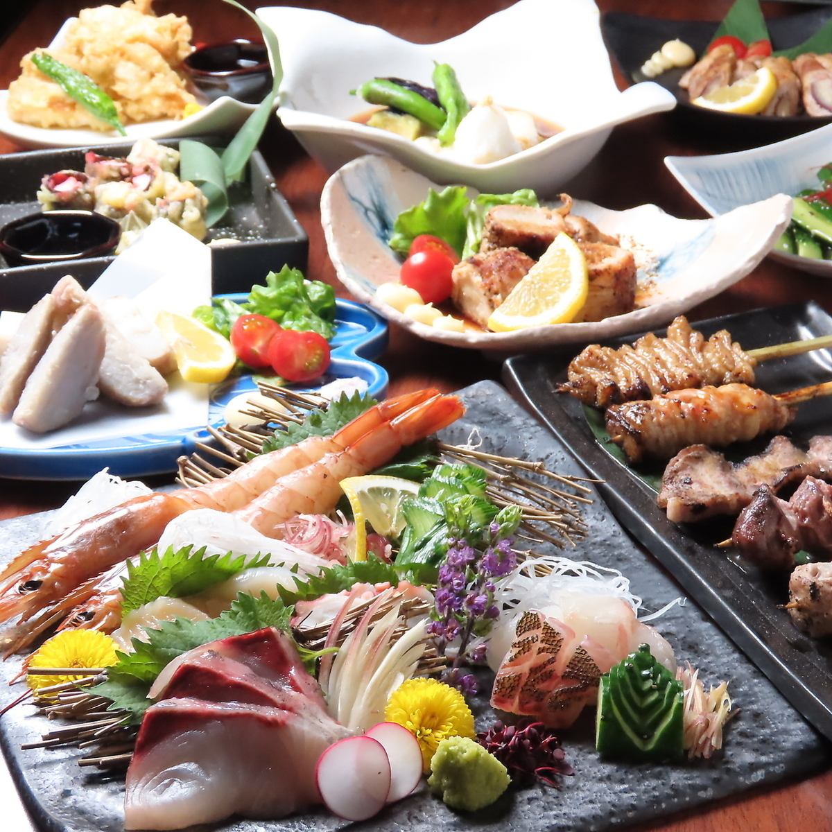 2時間飲み放題付豪華刺身4種やとりすみ含む全8品5500円(税込)