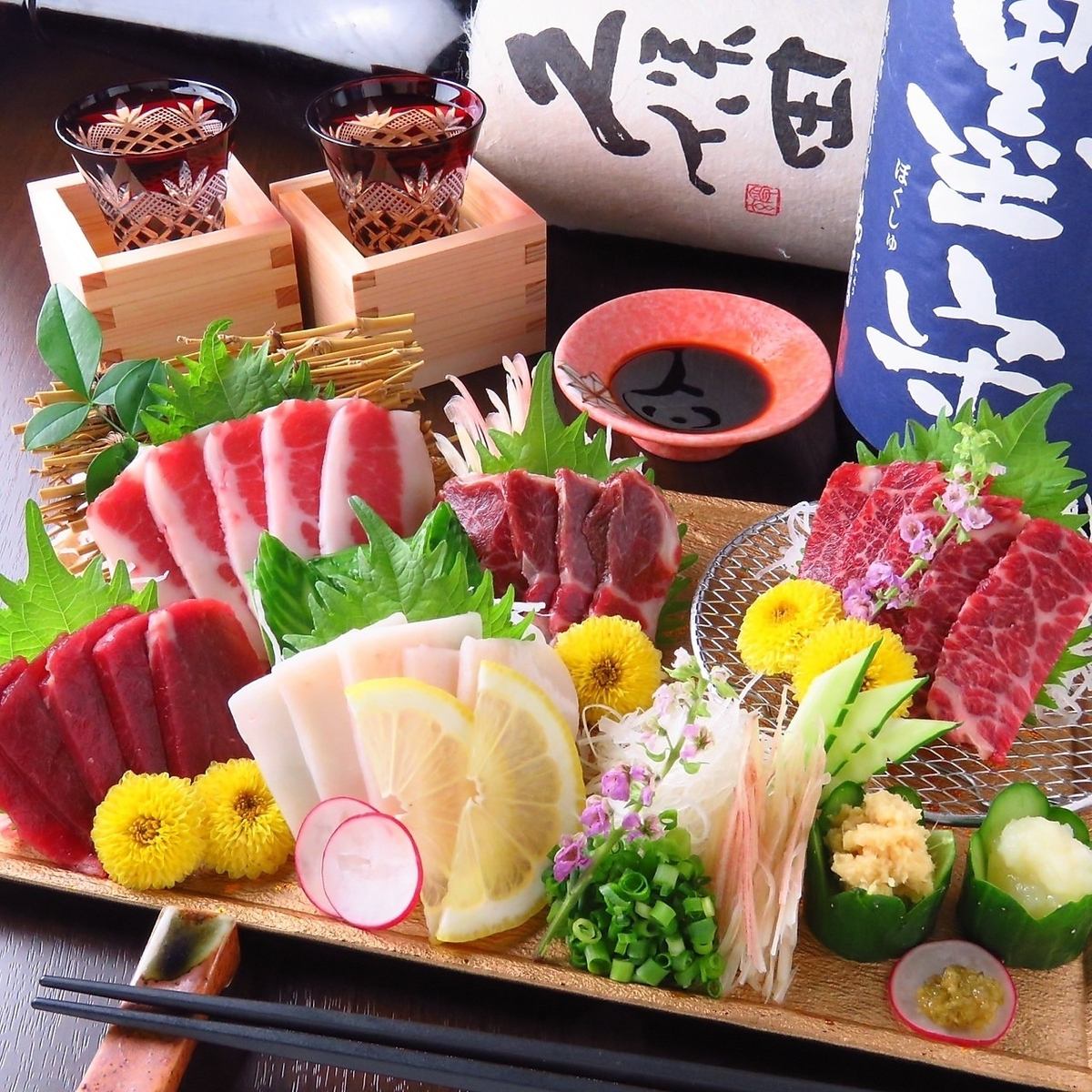 2時間飲み放題付豪華刺身4種やとりすみ含む全8品5500円(税込)