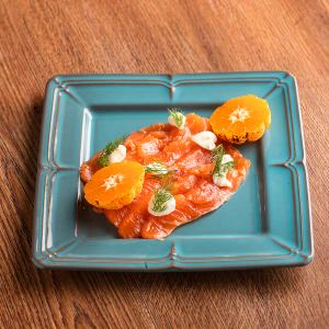 Homemade salmon marinade and mandarin cream cheese