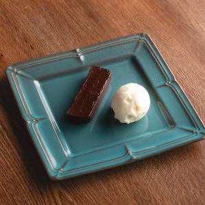 Chocolate terrine with vanilla ice cream