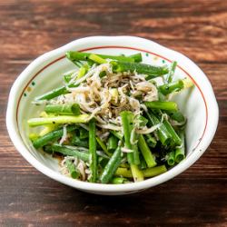 Small sardine and green onion salad