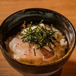 Grilled sea bream with frosted dashi tea