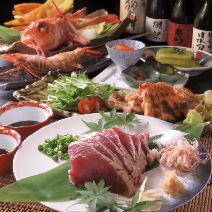 【宴会や歓送迎会に】お造り盛りや名物炉端焼きと国産牛炭火焼等全9品！2時間飲み放題10000円