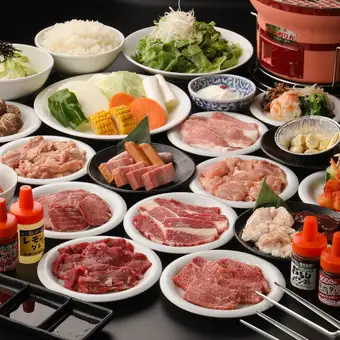 焼肉食べ放題  【お手軽コース＋ソフトドリンク飲み放題】　＜時間は60分間＞　お一人様OK