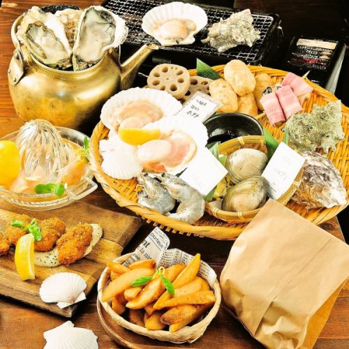 【テラス席限定・ゆったり3H★】豪華浜焼きBBQコース4500円(税込)