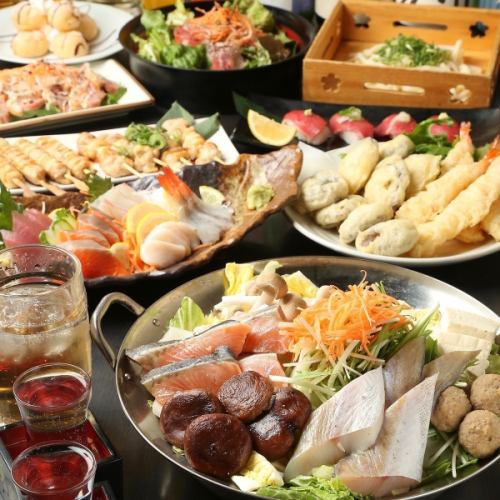 鍋あり◇6,000円[全9品]【2.5時間飲み放題付！海鮮寄せ鍋コース】旬の味が愉しめる天婦羅など