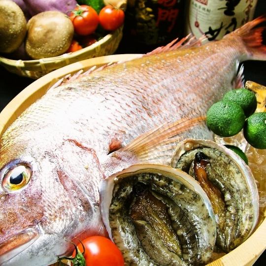 퀘 / 아와규 등 도쿠시마의 호화 식재료를 사용한 코스! 생선 제일 코스 [3] 5500엔(부가세 포함)