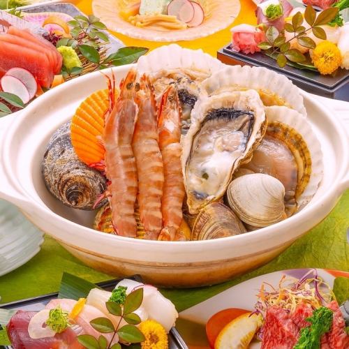 Chosokabe's new specialty!! "Fresh Daimyo Steamed Shellfish" We recommend starting with the chef's choice 4-piece platter.