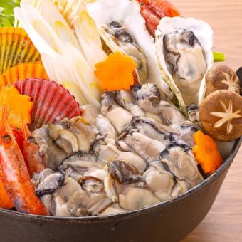 【海鲜火锅】配稻草和盐烤鲣鱼【军师豪华套餐】◆ 2小时畅饮,8000日元