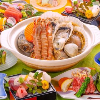 【長宗我部豪華山海コース】[贅沢三昧][地産地消]2時間呑み放題コース10000円！土佐和牛すき焼♪