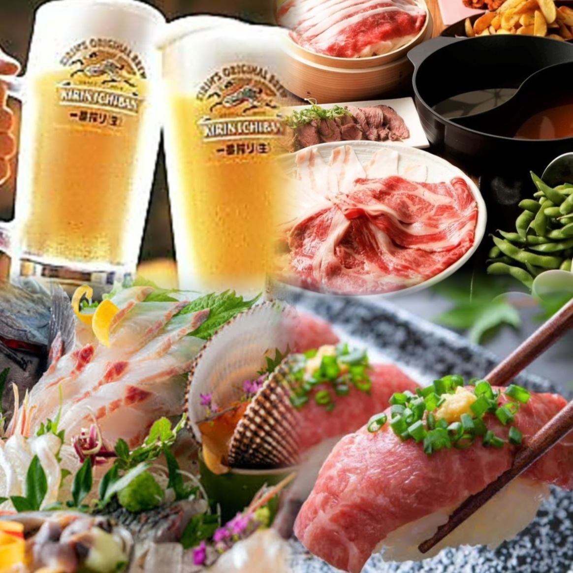 A new restaurant with private rooms where you can enjoy seafood has opened in front of Kyobashi Station. Check out the various courses and meat sushi!