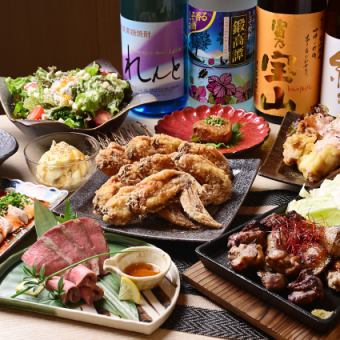 忘年会【2時間飲み放題付き】早い時間がお得♪直送鮮魚と鶏料理含む「早割コース」7品4000円