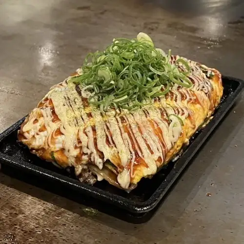 牛すじ入りネギ焼き~からしマヨネーズ掛け~