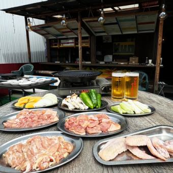 [Outdoor seating is popular♪] Full-house BBQ course 3,500 yen (last order 120 minutes)