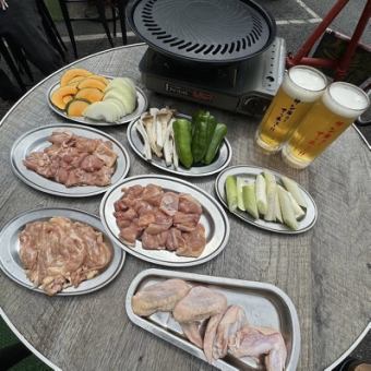 【鶏焼肉コース】朝引きを使った、鶏焼肉！120分飲み放題付き！全4品4000円(税込)コース