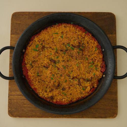 Grilled risotto with a fragrant seafood broth