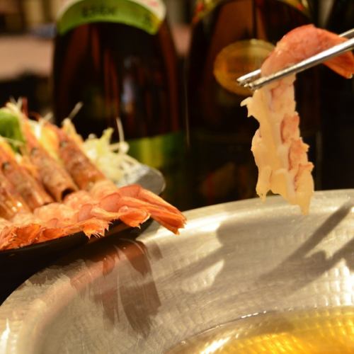 福岡初！？生でも食べれる♪　 　　　　　　　　　 【名物】赤エビのえびしゃぶ