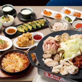 【2時間飲み放題付】韓国ソウルフードを堪能！旨辛多彩な韓国料理チュクミ鍋コース　7000円