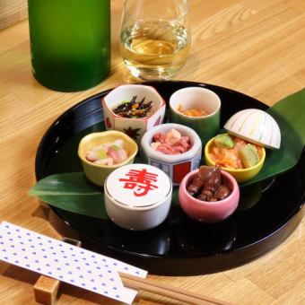 【ドリンク付き】アテ盛り合わせ膳セット　3500円(税込)