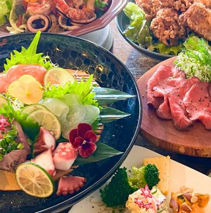 2025忘年会お刺身盛り合わせにステーキプラン【120分飲み放題付き】