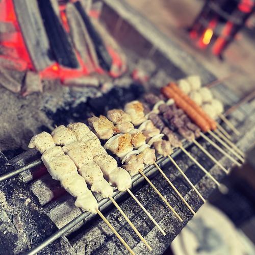 Various types of charcoal grilled chicken