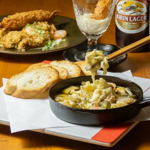 《歓送迎会や女子会等にも♪》名物エビフライやアヒージョ含む10品【2H飲み放題付】6000円(税込)