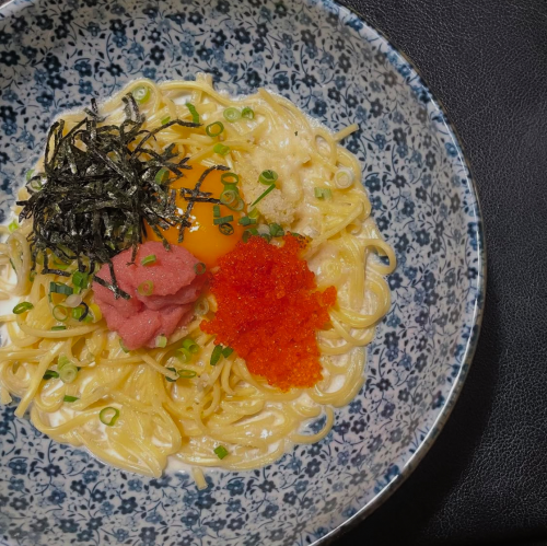 たらこととびこの和風カルボナーラ