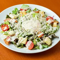 Caesar salad with soft-boiled egg