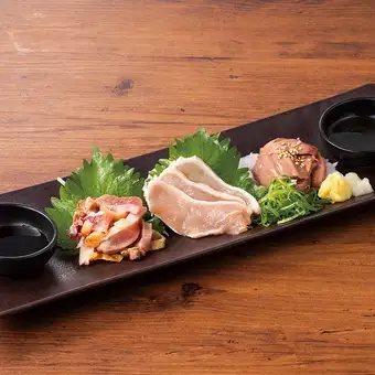 三种鸡肉刺身拼盘
