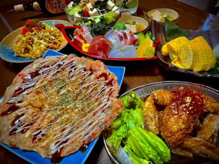 ◆当日予約OK◆≪3500円コース≫お刺身盛りや沖縄風焼きそばなど全7品+2.5時間飲み放題付き