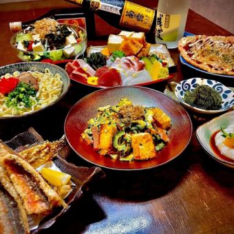 ◆当日予約OK◆≪4000円うちなーコース≫刺身盛り&沖縄そばなど沖縄料理全8品+3時間飲み放題付き