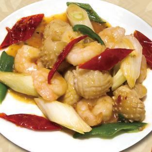 Stir-fried pickled pepper with squid and turf
