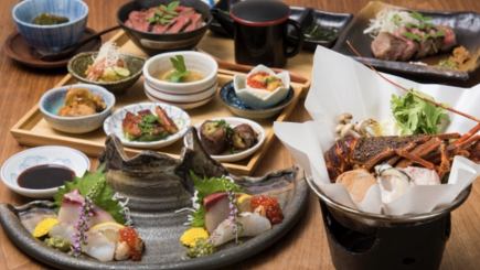 忘年会特別コース★サーロインステーキと伊勢海老の肉まぶしコース9000円【飲み放題別】